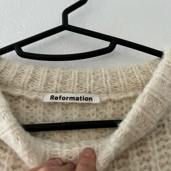 Reformation Finn Alpaca Crew Sweater Ivory Size Small - Picture 5 of 8